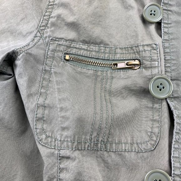 Billabong Shirt Women Small S Green Khaki Buttons Full Zip Light Jacket Cargo - Picture 5 of 15